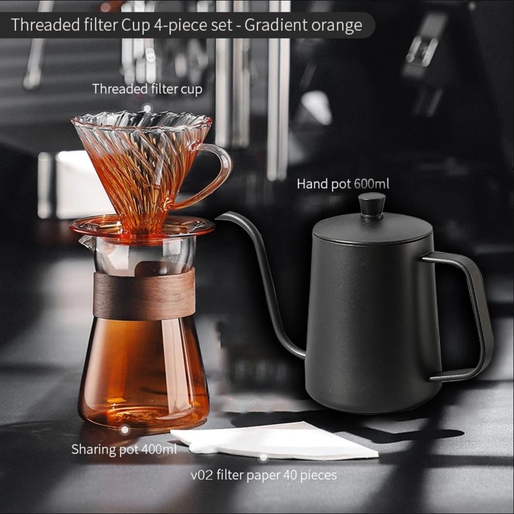 Hand Brewed Coffee Maker Coffee Filter Sharing Pot Set Borosilicate Glass Dripper Set Coffee Server with V02 Coffee Filter