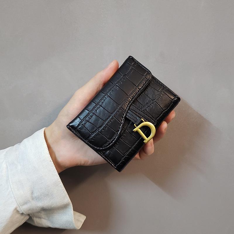 New D-Ring Crocodile Pattern Card Holder & Ladies Coin Purse: Short, Large Capacity, Folding, Anti-Demagnetization, Hot Zipper Design.
