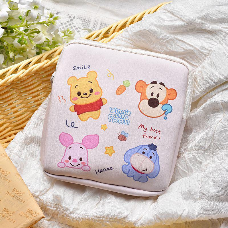 Cartoon Storage Pouch for Menstrual Pads, Lipstick, and Makeup - Cute, Portable, Large Capacity for Students