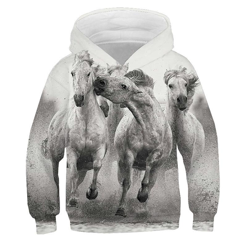 Kids Clothes Boy Hoodies Long Sleeve Creative 3D Horse Print Children Spring Fall Clothes Casual Stylish Outdoor Boy Clothes Top