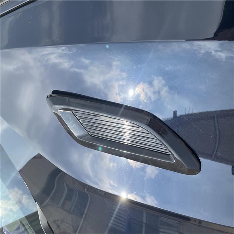 2Pcs Car Decorative Air Flow Vent Bonnet Front Hood Scoop Cover Trim Gloss Black
