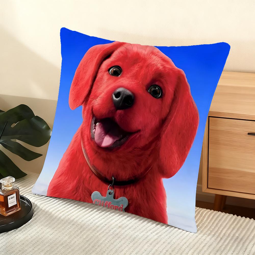 C-Clifford The Big Red Dog Cushion Cover Soft Short Plush Pillow Cover Smooth Cozy Texture Aesthetic Cushion Case Home Decor