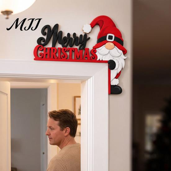 Indoor Holiday Door Sign Christmas Wooden Corner Decor, Festive Gnome/Gingerbread House/Letter Frame Sign, No Unique Gift Idea Drill Topper