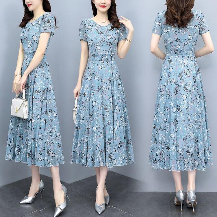Elegant Floral Slimming Plus Size Summer Dress