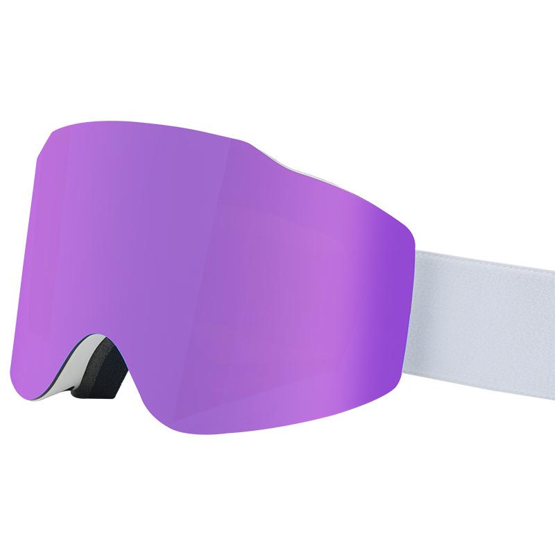 Magnetic Ski Goggles with Double-Layer Anti-Fog Large-Field-of-View Cylindrical Lens, Color-Changing Windproof Goggles for Mountaineering#7075
