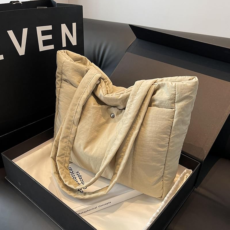 [Tuten] Tote Bag Ladies Shoulder Bag Mothers Bag Plain Color Large Capacity Shoulder Bag Larger Light With Zipper Handbag Commute Commuting To School