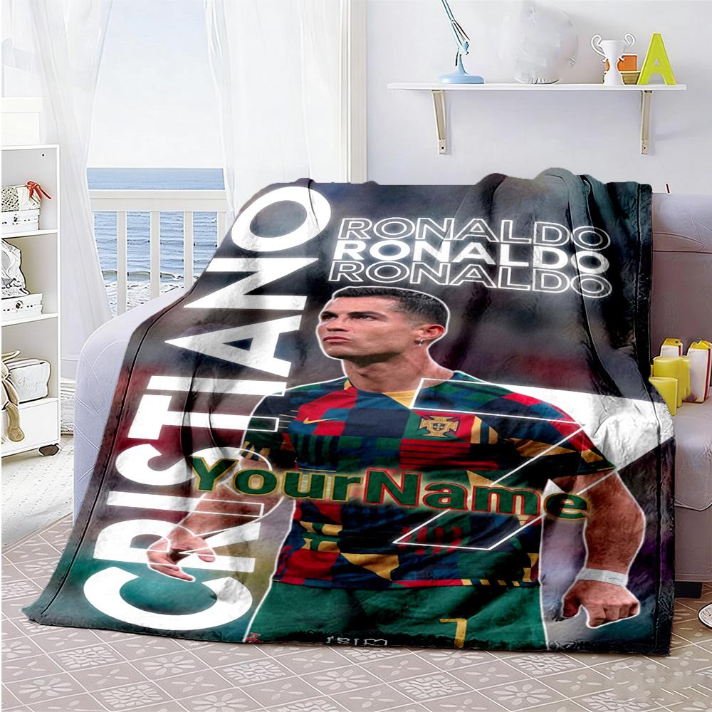 Cristiano Ronaldo Personalized Text Blanket Lightweight Personalized Blanket Warmthful Decor Suitable for Bedding Home Decor Picnics Nap