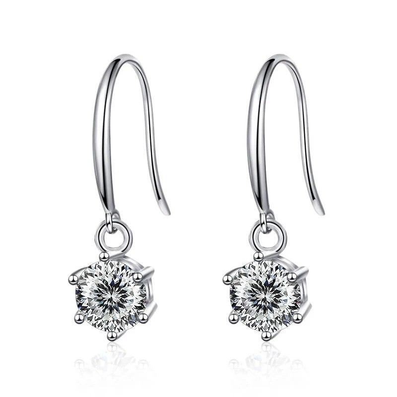 Bague Ringen Orecchini Lunghi in Argento Sterling S925 Intarsiati con Moissanite Colore D per Fidanzata Regalo di San Valentino