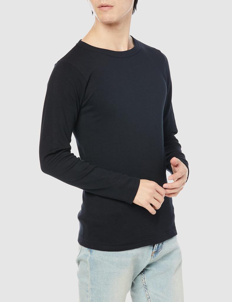 Hanes Warm Thick Inner Long Brushed Fleece Black to Japanese Size Men's Innerwear, Shirt, Sleeve, 100% Cotton, Lining, HM4-Q506A, (Equivalent L)