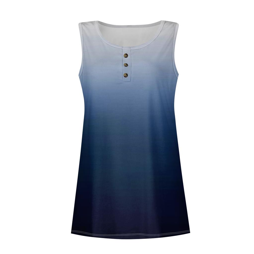 Women Summer Sleeveless Casual Printed O Neck T Shirt Tops Blouse