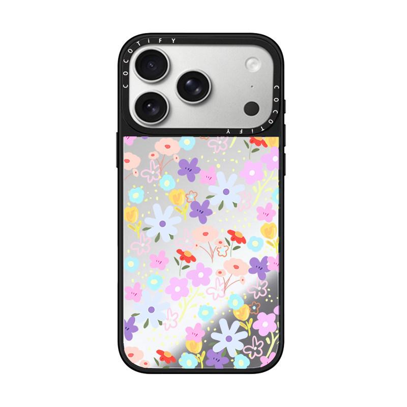 Colored flowers apply to iphone17pro mobile phone case 15promax apple 14plus protective case 13 mirror