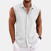 Men's Solid Color Lapel Button Up Vest Shirt T-shirt Top
