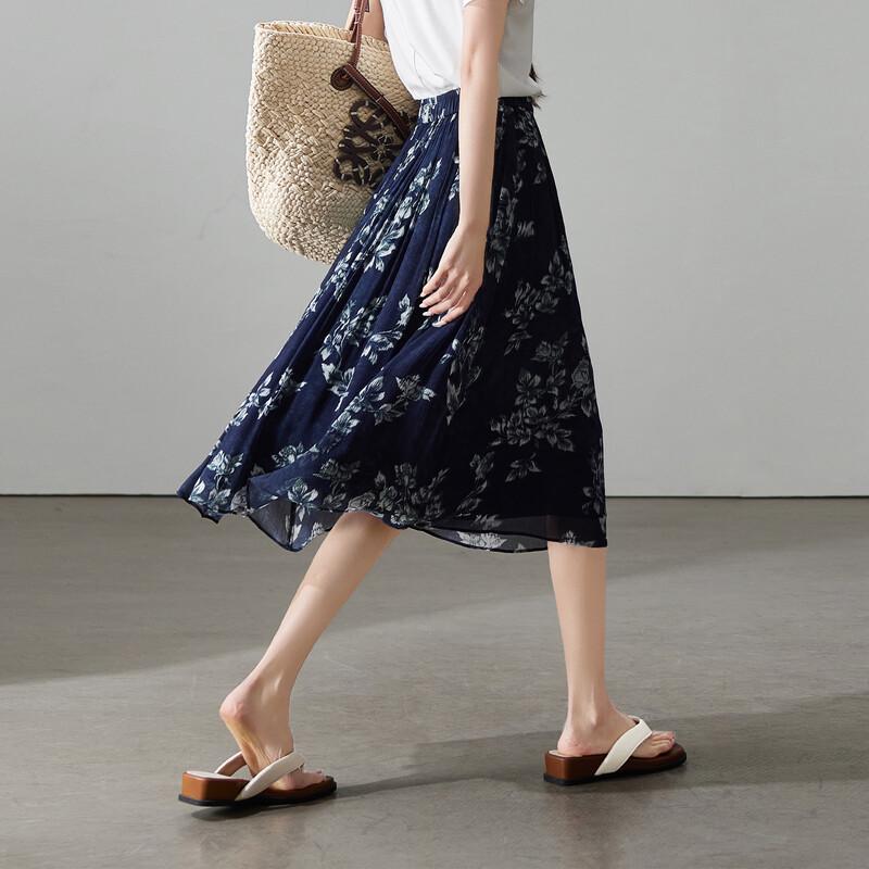 SOFSIL 2026 Summer Resort Style Floral A-Line Skirt 30/XXL
