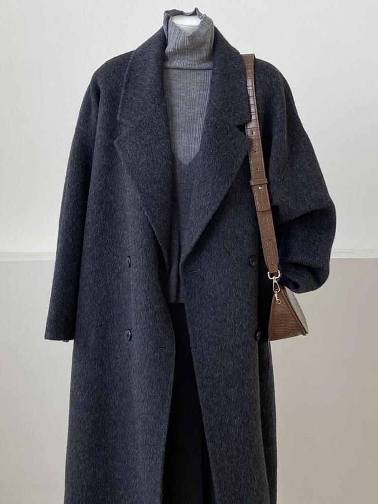 Petite-Friendly Hepburn Style Wool Coat - Mid-Length Women's Overcoat for Autumn/Winter 2025, New Korean Style