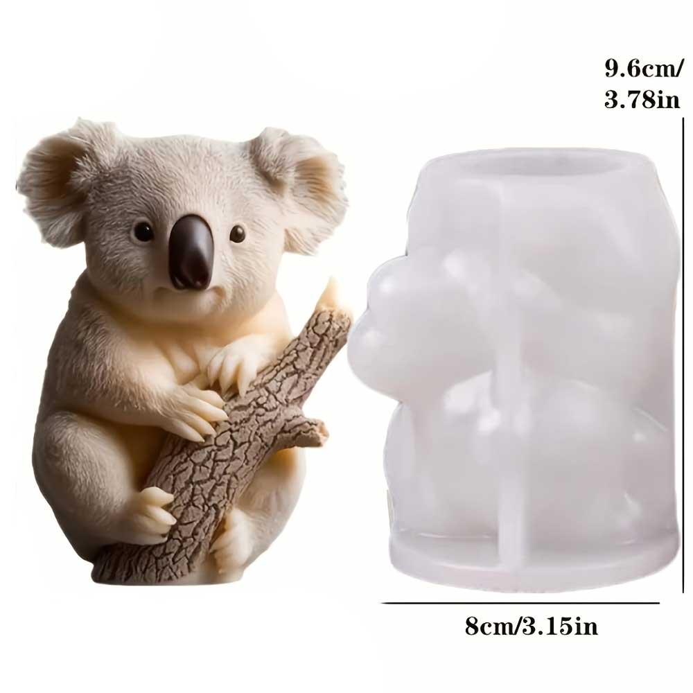 1PC 3D Koala Relief Cylindrical Candle Silicone Mold DIY Cylindrical Cute Koala Resin Mold Furniture Decoration