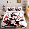 Geisha In Kimono Playing Shamisen Printed Duvet Cover Set1 Duvet Cover+2 Pillowcasemulti Size Bedroom Bedding Decor