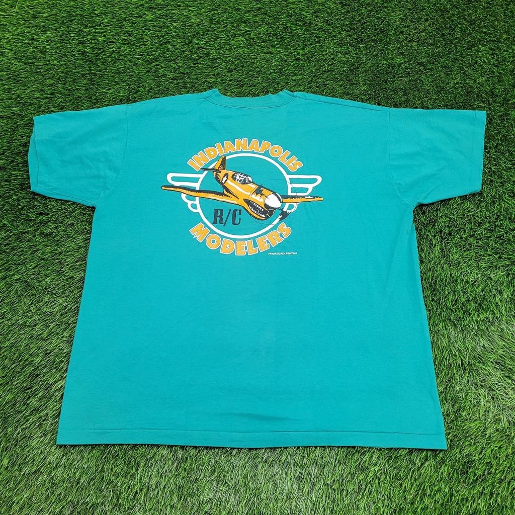 Vintage P-40 Warhawk Airplane Shirt 2XL 26x28 Indianapolis RC Modelers