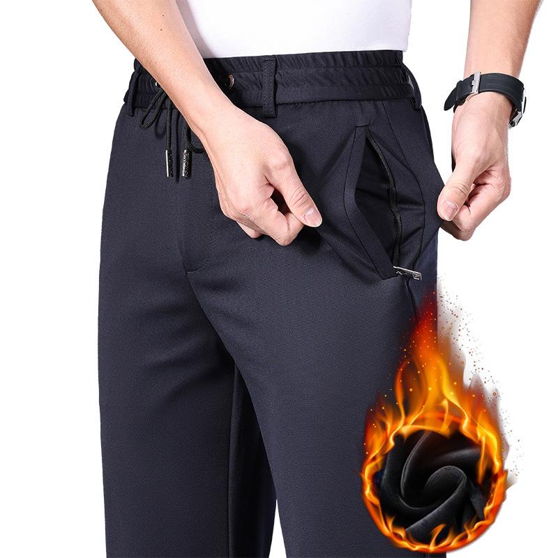 Große Größe 10XL Winterhose Herren Fleece gefüttert Elastischer Bund Strtch Hose Herren Dick Warm Gerade Business Arbeitskleidung Plus Groß 10XL dunkelblaue