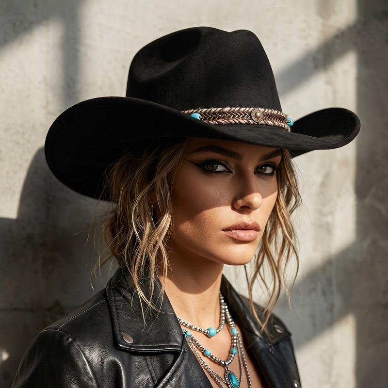 Western Ethnic Style Large Brim Women S Fedora Hat