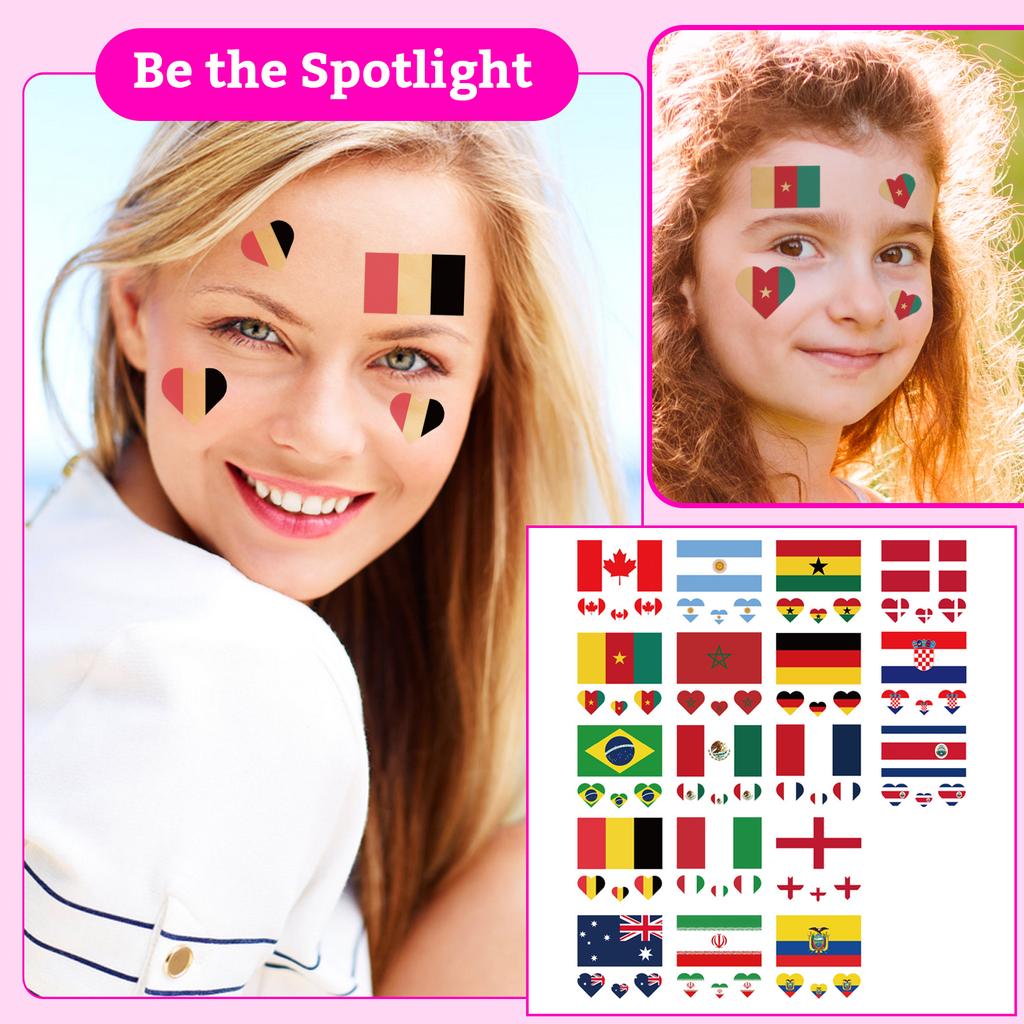 Temporary Face Tattoos Set Argentina Flag Design Soccer Fan Accessories for Sports Events Bar Parties Match Day Decoration