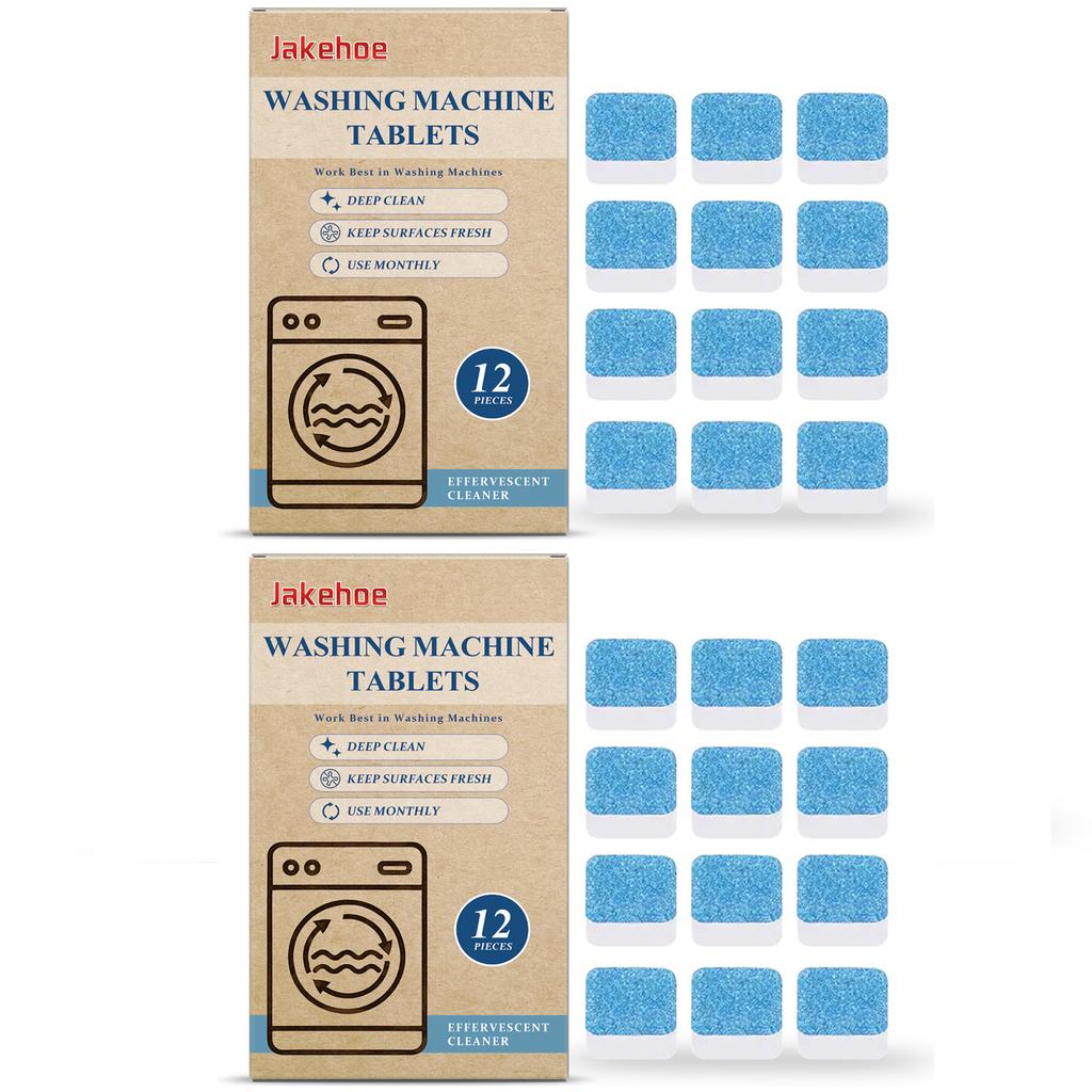 12 Pieces Daily Cleaning for Washing Machine Drum Debris Removal and Odor Elimination Tablets for Drum Cleaning Remove Odors