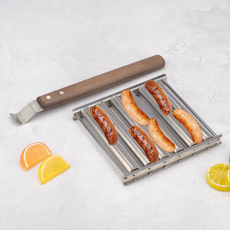 

1PC Remove Stainless Steel Sausage Grill Rolling Hot Dog Grill
