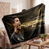 Coperta Personalizzata in Pile Cristiano Ronaldo con Logo Calcio, Testo Nome Personalizzato Morbida Calda Coperta da Divano per la Casa