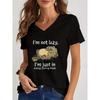 Cute Animal Print Women's T-Shirts Fashion V-neck Short Sleeve Tops Casual Comfortable Female Clothing Summer Fashion Girl Tees