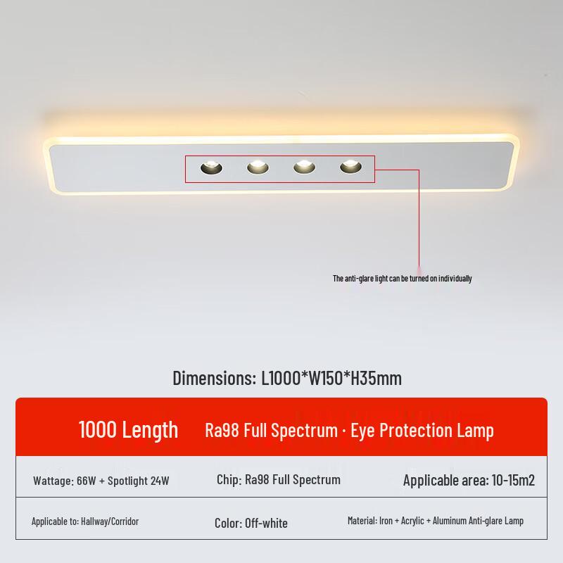 UOSU 1000mm Full Spectrum Dimmable LED Ceiling Light