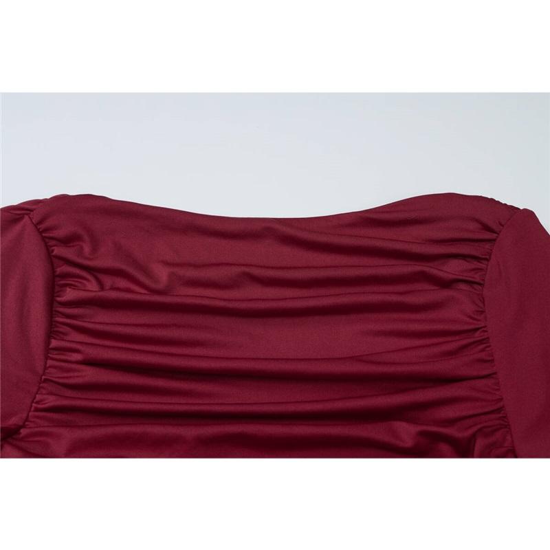 Vestido Tooxika de primavera y otoño para mujer, sexy, sin espalda, plisado, ajustado, con cuello redondo y manga larga