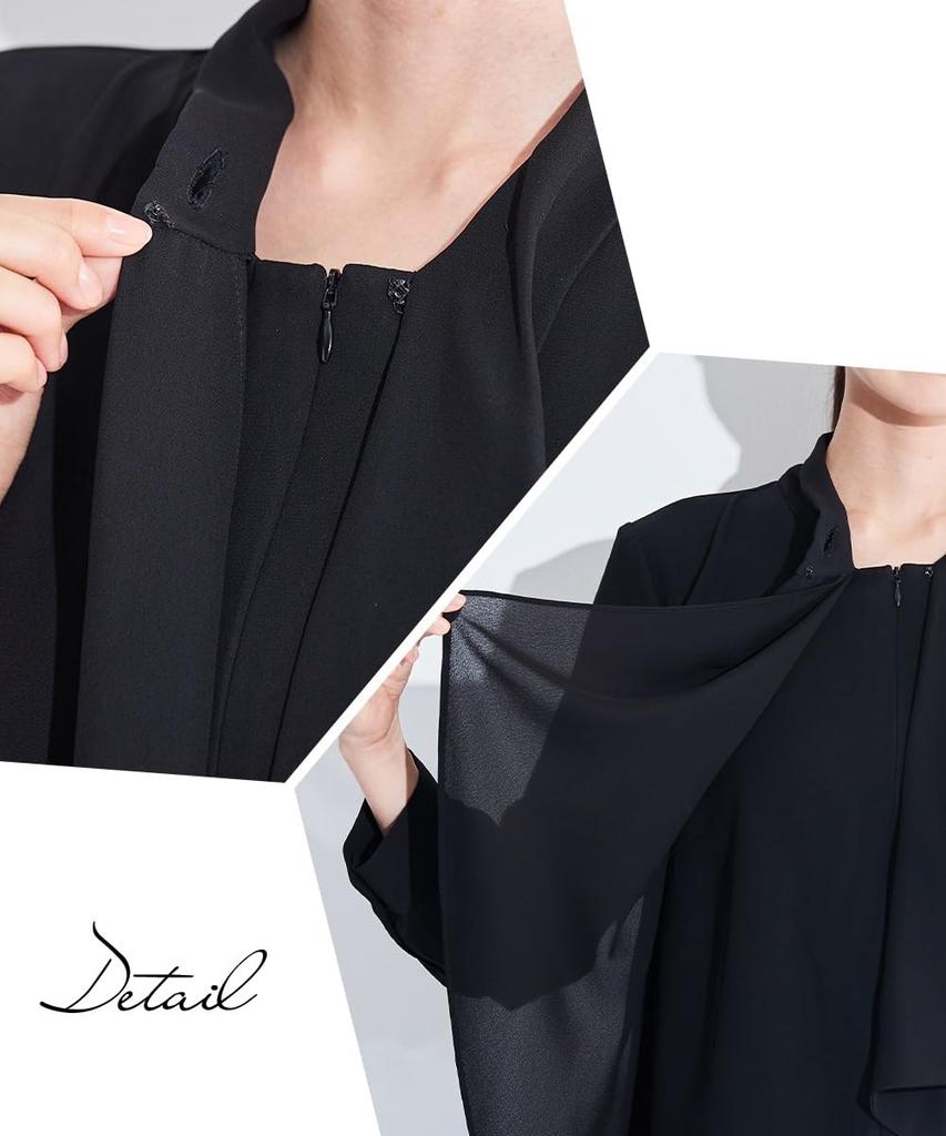 Black Formal Made of Japanese Fabric Washable Design Suit Jacket Drape Blouse Large Sizes Available Black LL [Nissen] Women's [Mourning Clothes/Formal