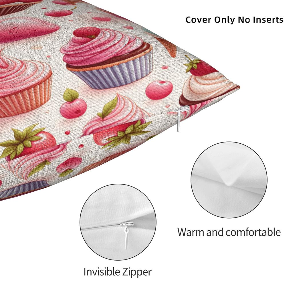 Delightful Cupcake Pillowcases Retro Trendy Pillow Case For Office Car Home Decor Soft Pillow Cover