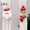 Home Decor Curtain Tiebacks Christmas Santa Claus Tieback, 3D Plush Snowman Window Holders Seasonal Ties Backs, Decorative Drape Holdbacks for