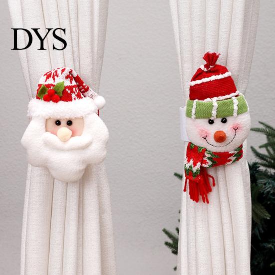 Home Decor Curtain Tiebacks Christmas Santa Claus Tieback, 3D Plush Snowman Window Holders Seasonal Ties Backs, Decorative Drape Holdbacks for