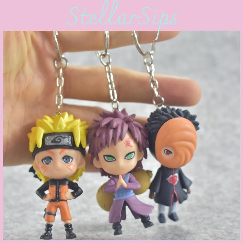 New 6pcs Naruto Pvc Figure Keychain Key Ring Toy Pendant Premium Anime Cosplay Gift