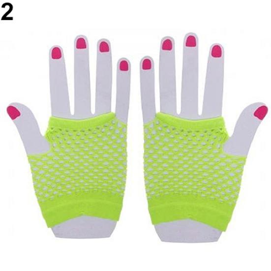 Lady Elastic Dance Costume Dance Party Fingerless Fishnet Mesh Hollow Gloves
