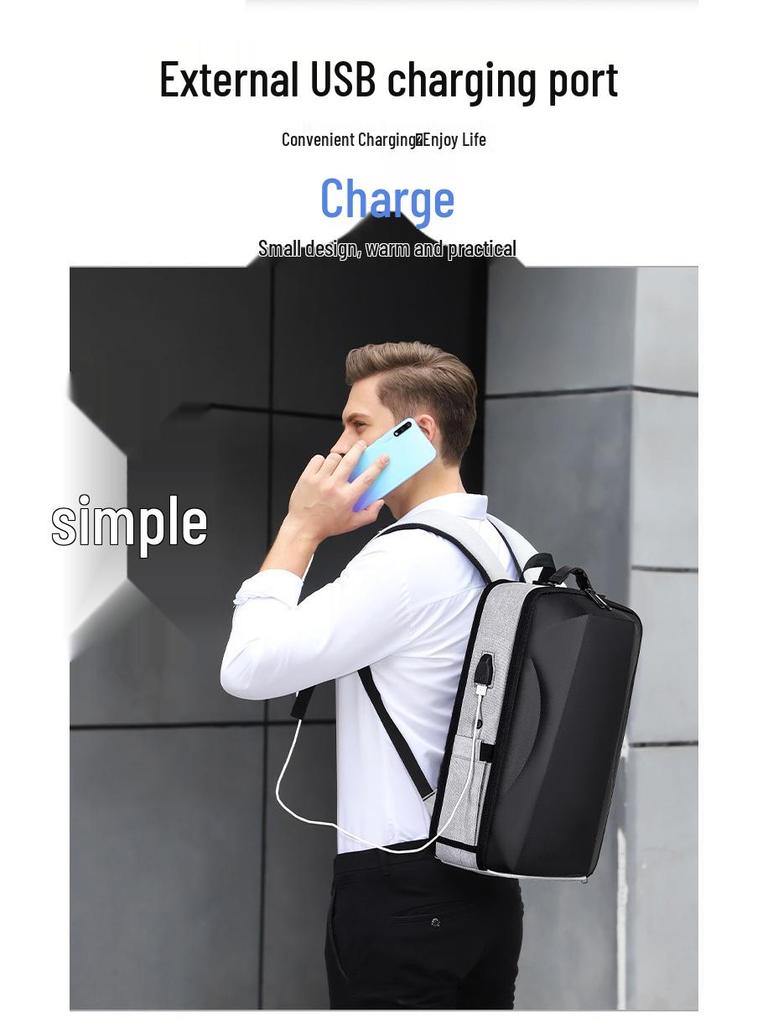 Men's Water-resistant Hard Shell Laptop Backpack for Business, Casual, or College Use