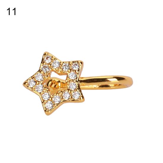 Nose Piercing Clip Eye Catching U Shape Copper Cubic Zirconia Multi Style Shiny Ear Cuffs Nose Stud for Daily Wear