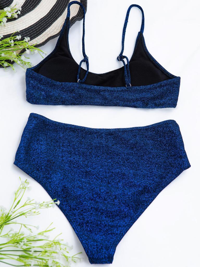 Multi-Color High-Waisted Split Bikini Swimsuit W85