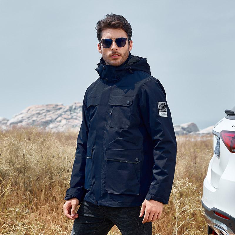 Women's Outdoor Three-in-one Detachable Autumn and Winter Pile Warm Mountaineering Clothing Windproof Breathable Coat for Men
