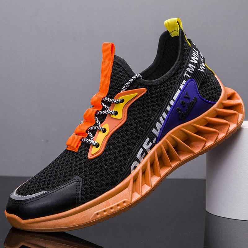 Spring Men's Shoes Lightweight High-elastic Flying Woven Blade Shoes Trendy Color Matching Student Sports Casual Shoes Men
