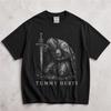 Tummy Hurts Shirt, Hooded Knight Graphic Tee, Medieval Dark Fantasy Meme, Funny Stomach Pain Gift, Gothic Warrior Top