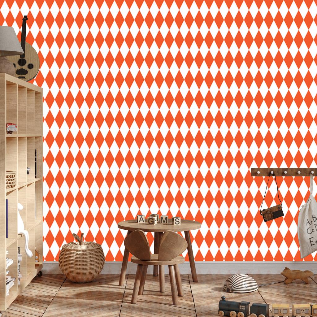 Harlequin Diamonds Wallpaper Peach and White for Living Room and Bedroom 50x1000
