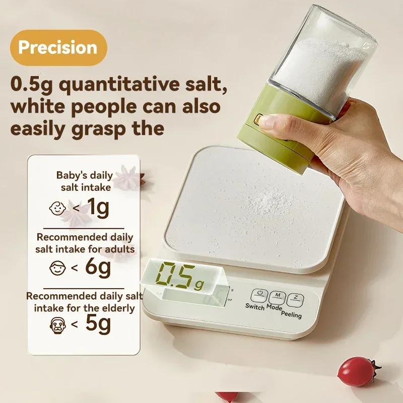 1pcs Glass Quantitative Seasoning Jar, Press-Type Salt Control Bottle, Kitchen Household Seasoning Can, Sealed Salt Jar