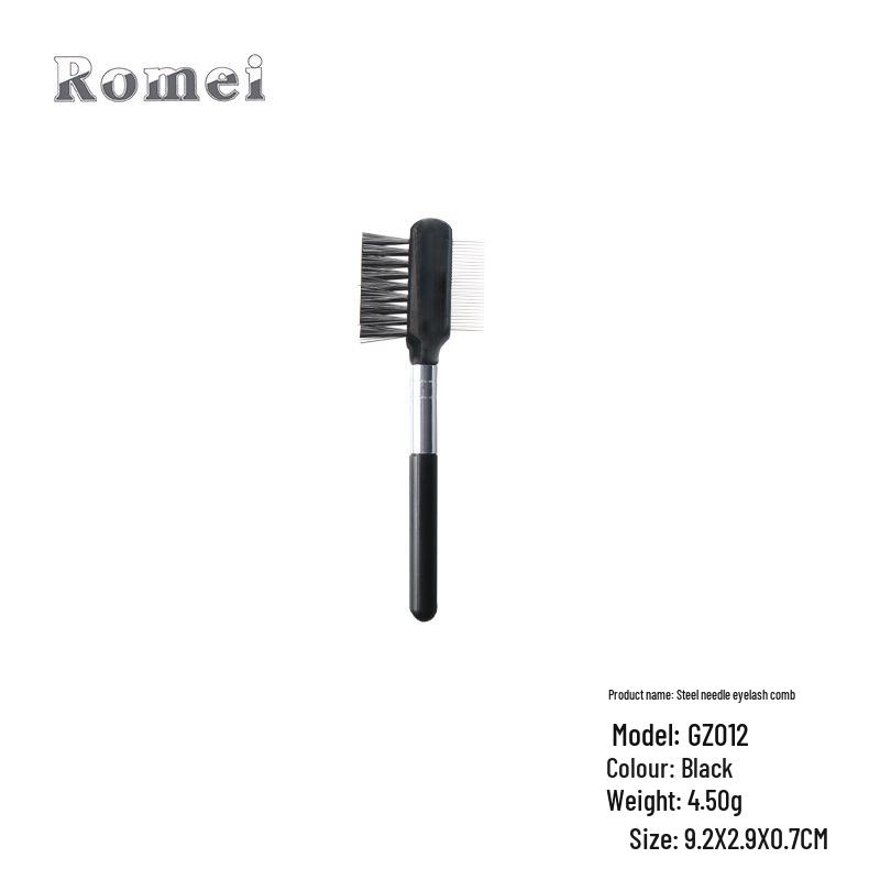 Romei Double-Ended Eyelash Comb & Eyebrow Brush with Straight Handle: Stainless Steel Needles, 3 Lengths, Say Goodbye To Spider Legs
