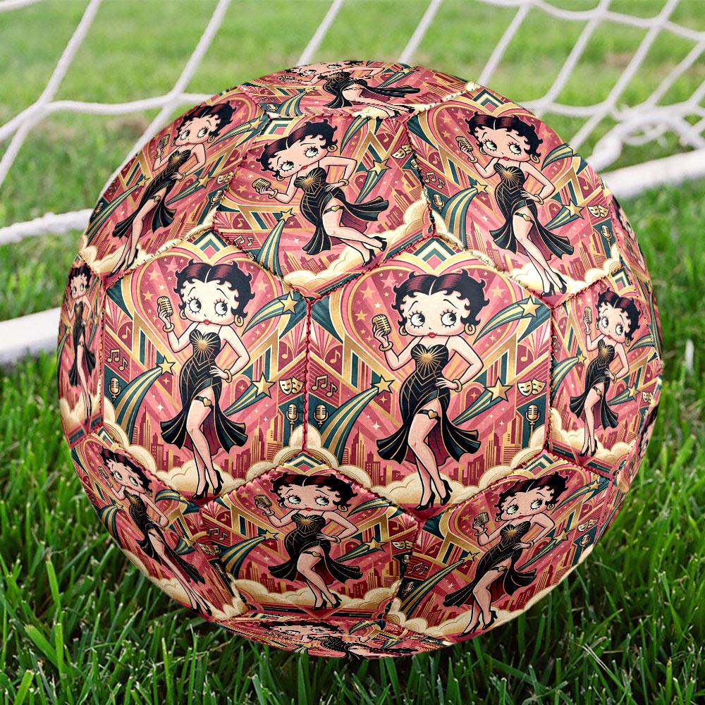 Betty Boop Print Size 5 Soccer Ball, Standard Match Football for Sports Game and Team Practice, Ideal Gift for Soccer Fans