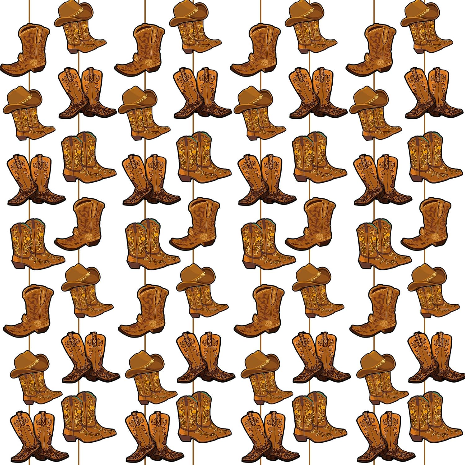 8Pcs Western Cowboy Party Decorations Wild West Cowboy Boot Hanging Banner Western Ceiling Streamer Garland for Photo Prop Background Wild West Baby