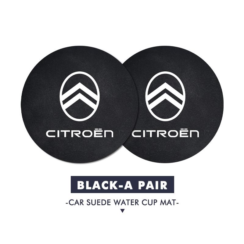 For Citroen 2PCS Car Logo Anti-Slip Water Cup Pad Drink Holder Mat Interior Accessories C4 C3 C5 C1 C2 C6 VTS C4L DS3 DS4 DS5