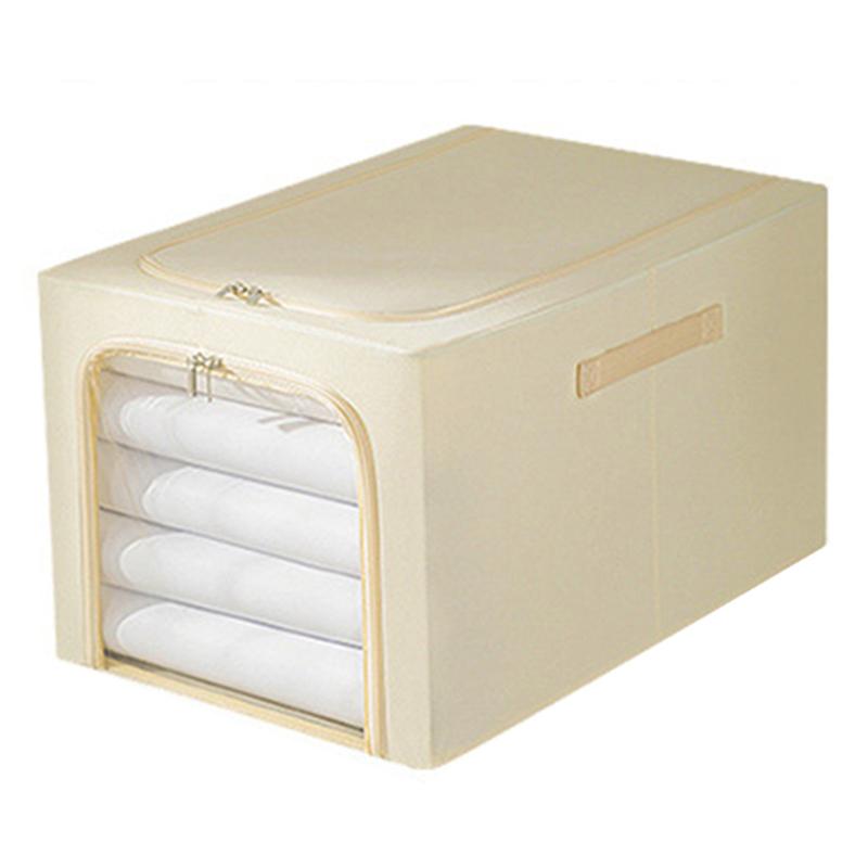 

35L Clear Window Storage Box Oxford Cloth Steel Frame Foldable Closet Organizer A