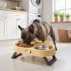 Stainless Steel Raised Pet Feeder Double Bowl Cat Feeding Dish Elevated Cat Bowl  For Cats